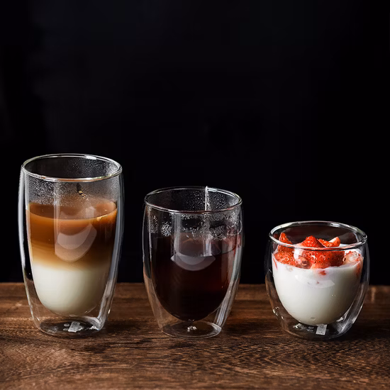 80ml 150ml 250ml 350ml 450ml 550ml 650ml Heat Resistant Borosilicate Double Wall Glass Kitchenware Glassware Coffee Tea Water Milk Wine Beer Drinking Cup Mugs