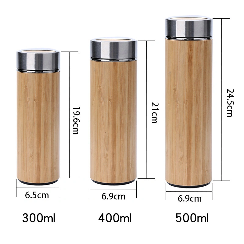 Double Wall stainless Steel Bamboo Vacuum Flask