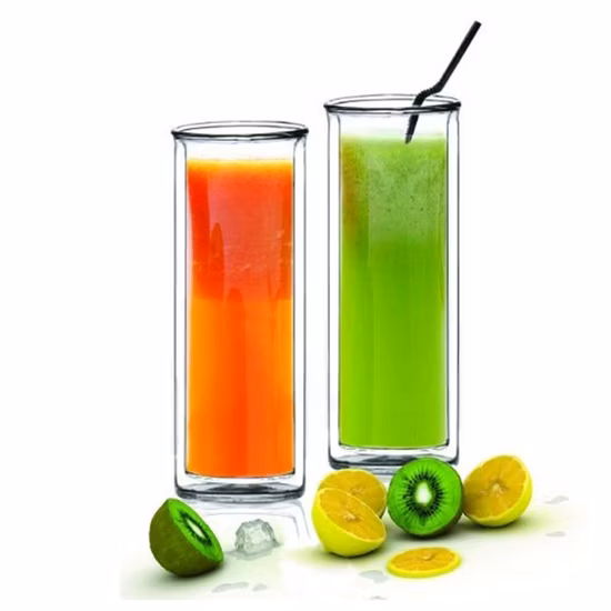 Venda Quente Ventosa de vidro com canudo de vidro, parede dupla de borosilicato, vidro de café, urso, suco, leite, água potável, copo resistente ao calor