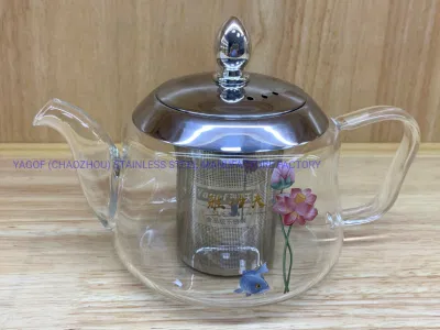 Chaleira de vidro com alto teor de borosilicato, bule de chá com infusor, bule de café e fogão