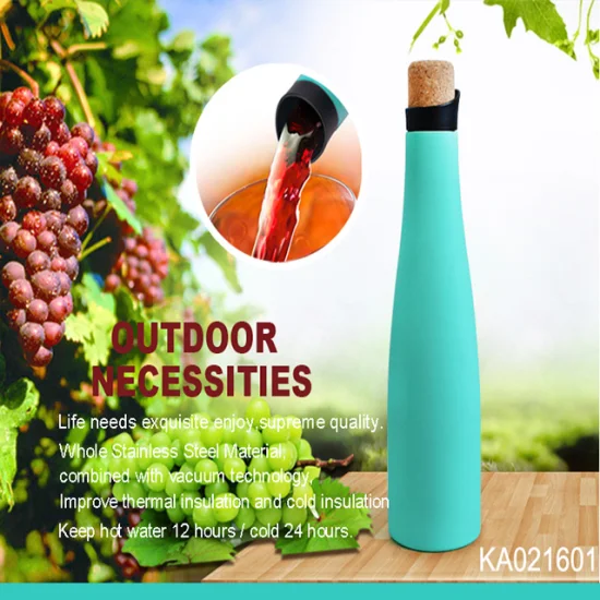 Personalize copo reto de 500/700/1000ml para garrafa de água de vinho esportiva isolada a vácuo ao ar livre em aço inoxidável